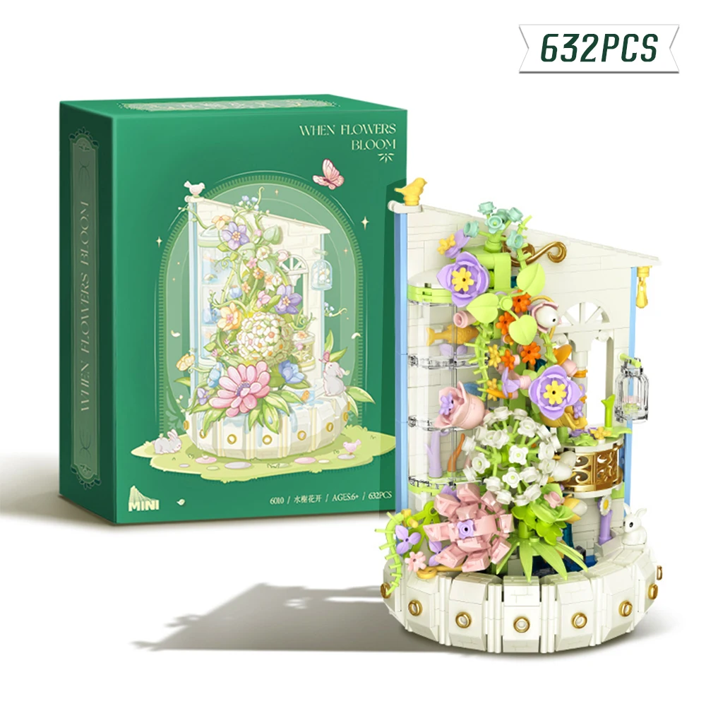 WLtoys 2067 6010 6011 سلة للزهور الطوب تتفتح الزهور اللبنات لتقوم بها بنفسك الطوب مجموعة للأطفال الفتيات هدية