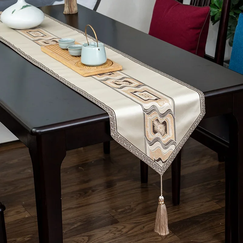 New Chinese Dining Table Flag Living Room Tea Table Runner Cushion Cloth Living Room Decor TV Counter Tea Tables Long Tablecloth