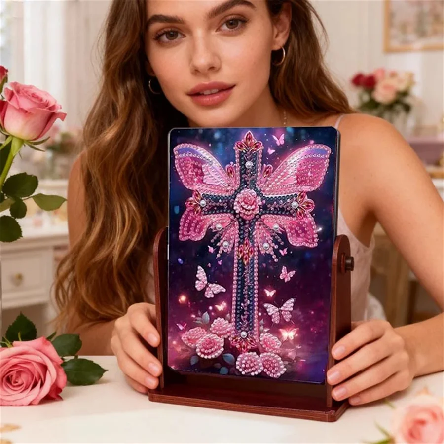 

New DIY Special Shape Religion Table Top Diamond Painting Mirror Kit Desktop Diamond Mirror Art Kits Diamond Art Tabletop Decor