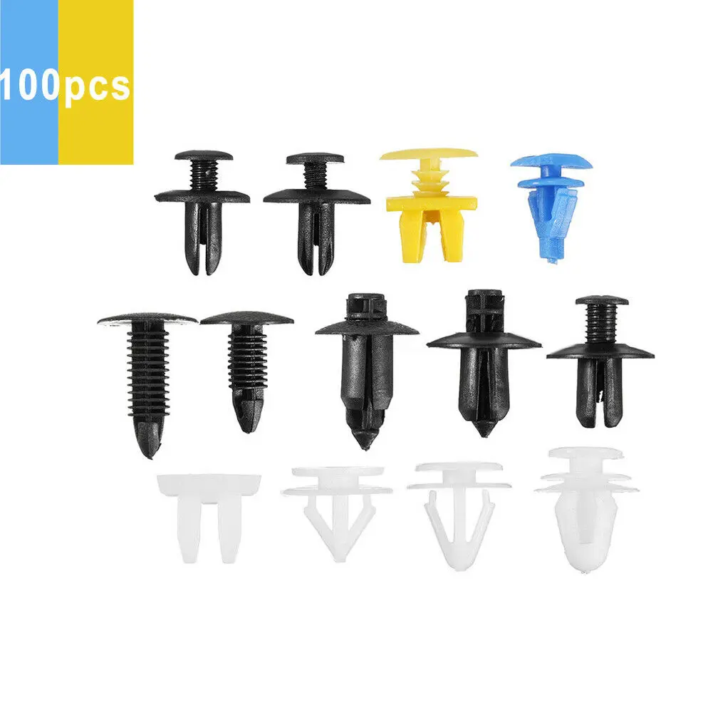 

100Pcs Universal Mixed Auto Fastener Car Bumper Clips Retainer Plastic Car Fender Fastener Rivet Door Panel Liner for All Car