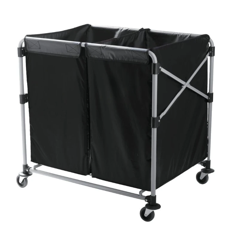 home.Collapsible X Cart, Black Multistream, Steel Industrial Laundry/Trash Cart with Wheels for Hotels/Nursing Homes/Offices