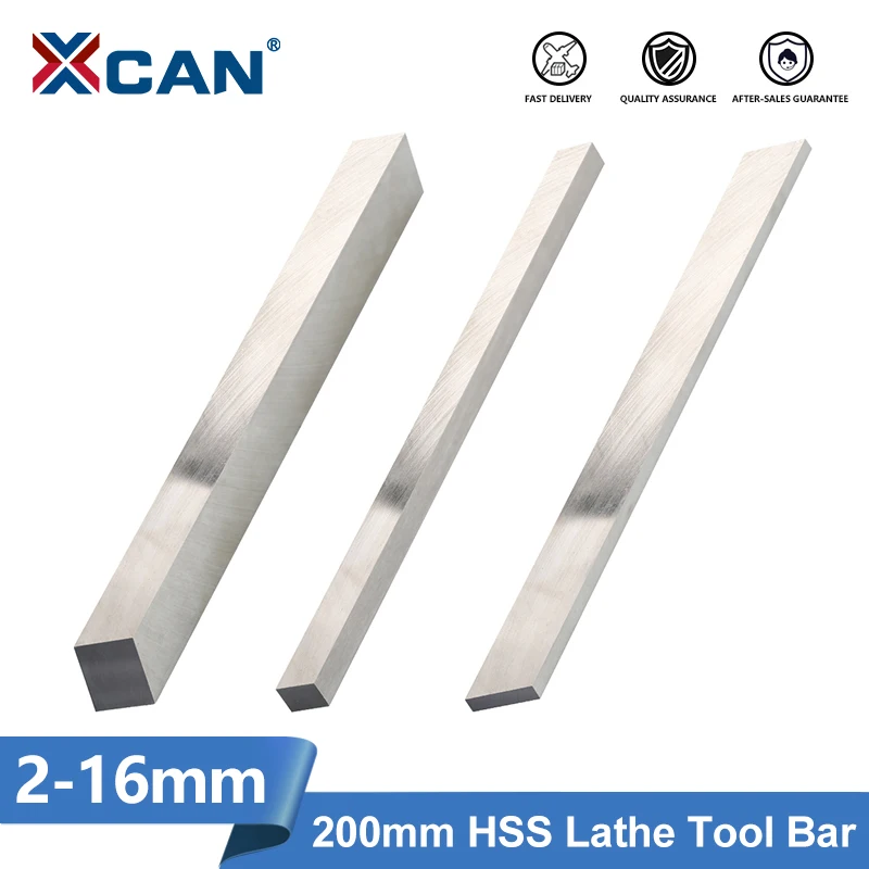 XCAN CNC Lathe Tool Cutter Bar 200mm High Speed Steel Turning Tool Square Bar HSS Milling Cutter CNC Machining Tool Cutter