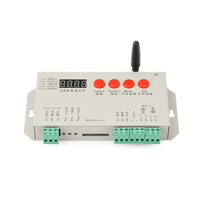 K-1000s-RF 1CH SD card memory programmable LED pixel strip light controller, with RF remote controller, support 1903 2812 512