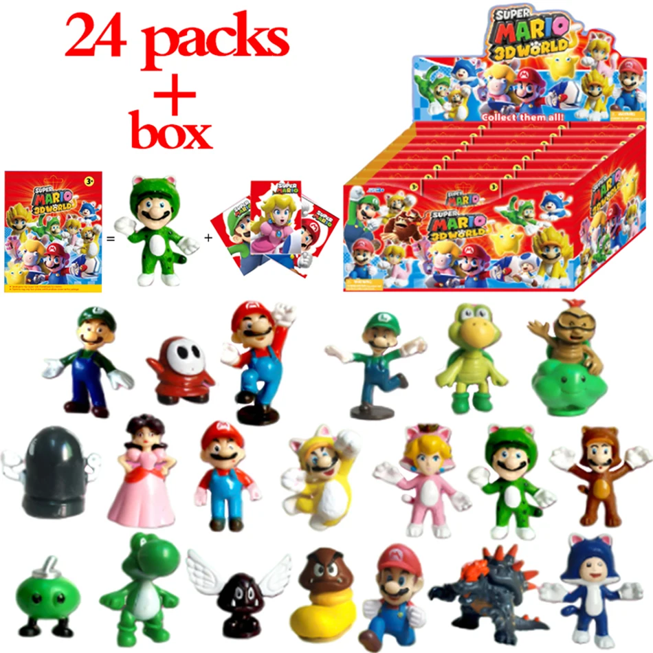 

24PCS Anime Super Mario Blind Box Action Doll Set Collection PVC Model Wholesale Toys Children's Surprise Christmas Gift