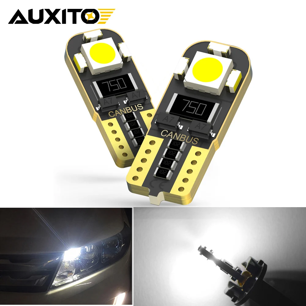 AUXITO 2x W5W T10 LED żarówka wolne od błędów światło parkingowe lampa pokojowa dla Skoda Octavia A5 A7 2 szybka Fabia Superb Yeti Felicia