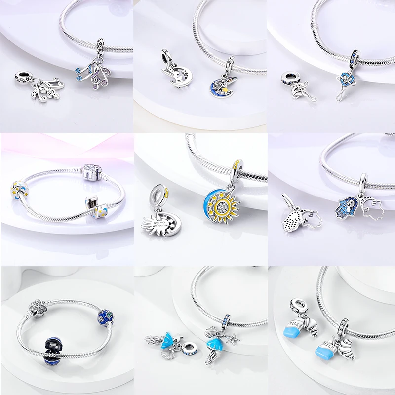 Blaue Serie 2026 Heiße 925 Sterling Silber Charms Flugzeug Traumfänger Teufelsaugen Passend für Armband DIY Schmuck Original Damen Geschenke – Detail 26