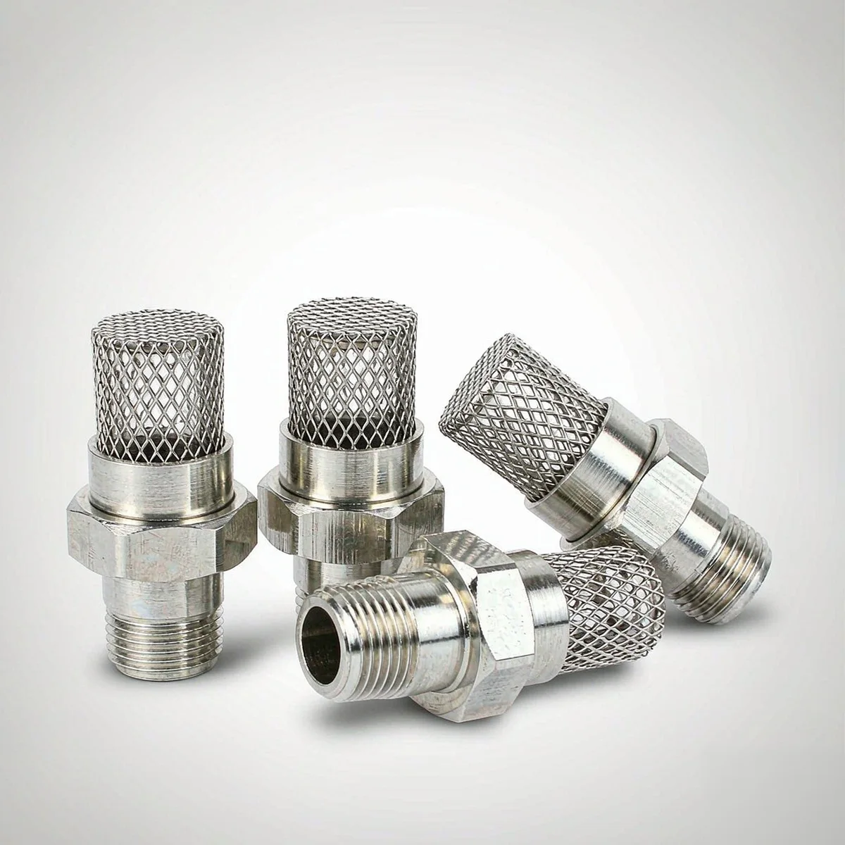 1/8 to 2 Inch BSPT BSPP NPT Male Pneumatic Air 304/316 Stainless Steel Exhaust Fitting Noise Reduction Connector, Tool Parts
