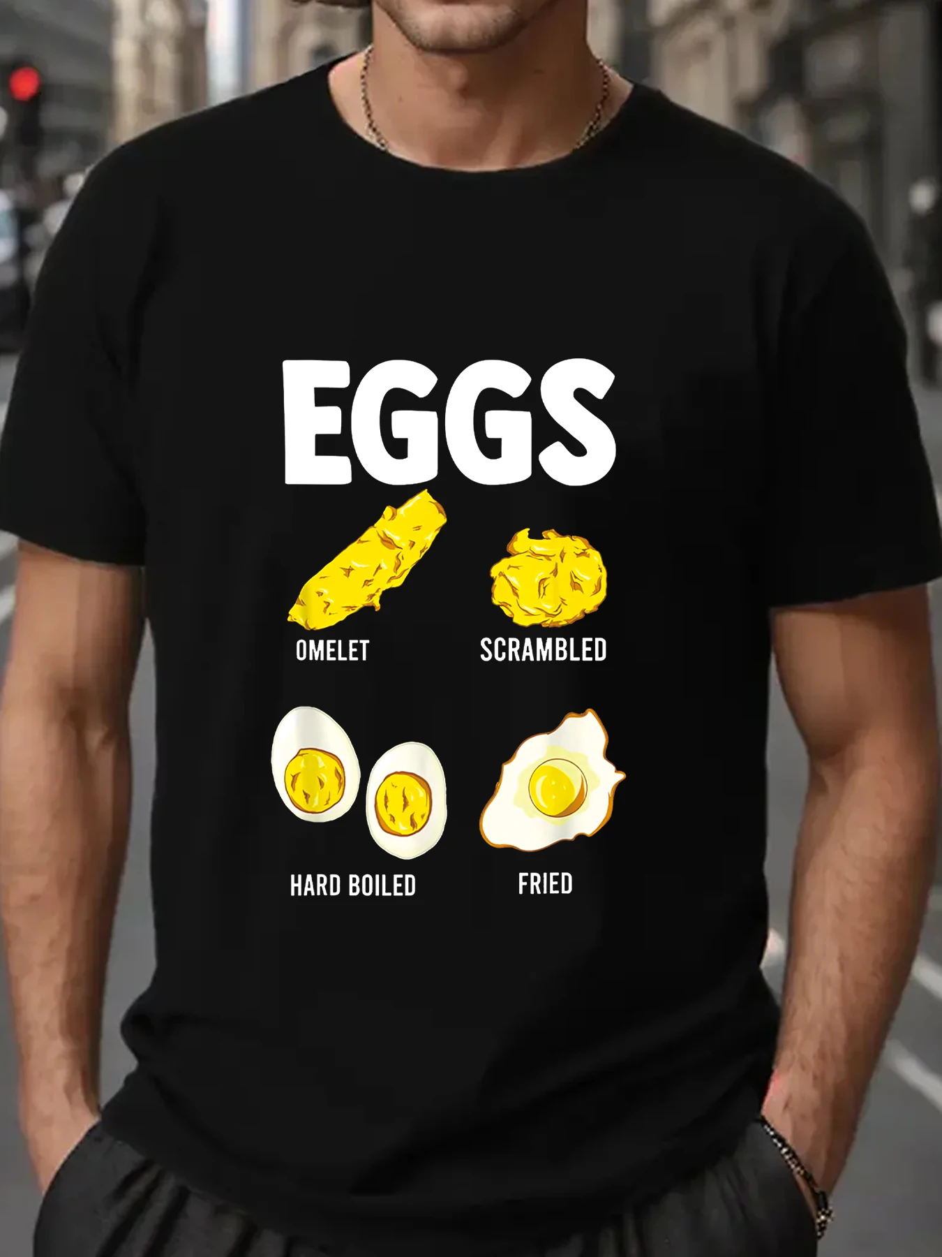 Fried Egg T-Shirts & T-Shirt Designs Men's T-shirt Short Sleeve Tees Loose T-shirt Man Tops New Men T shirt Cotton Print Tee