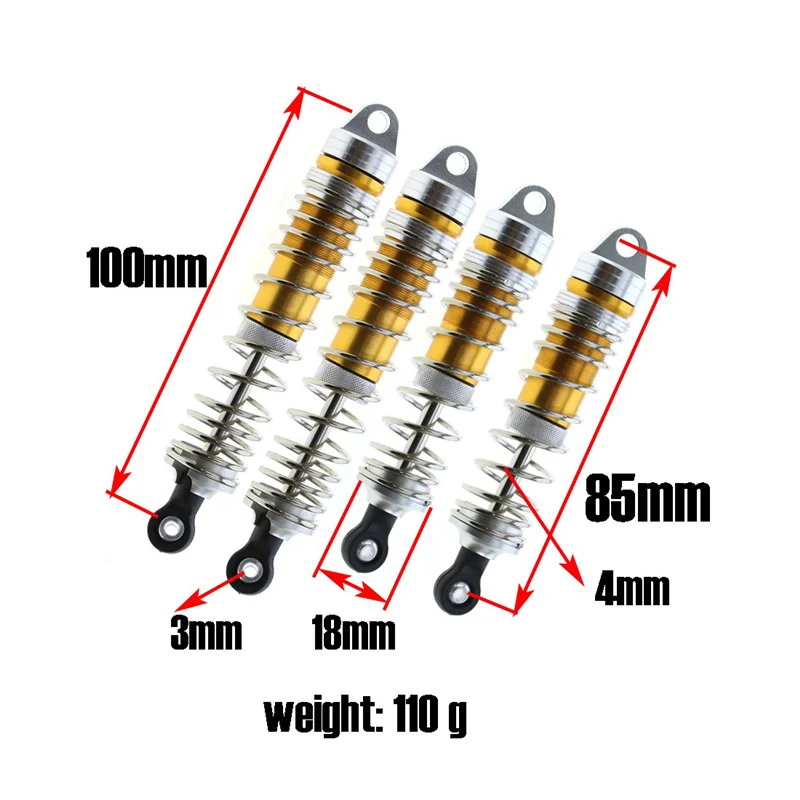 

MYMF-4Pcs Metal Front And Rear Shock Absorber For Traxxas Slash 4X4 VXL 2WD Rustler Stampede Hoss 1/10 RC Car Upgrades