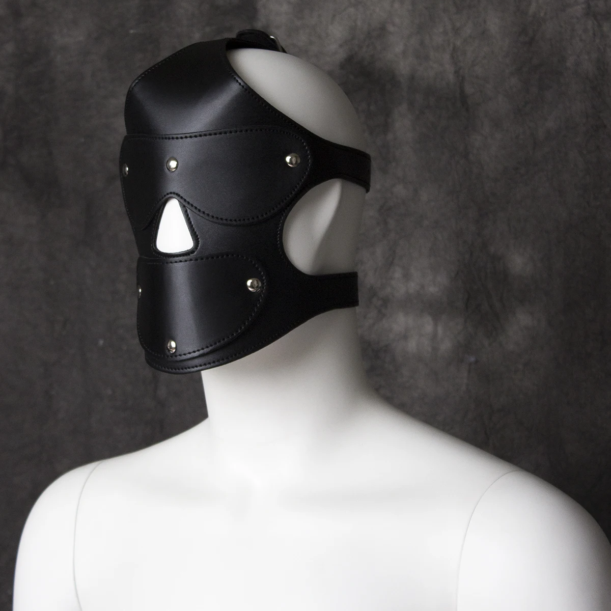 Máscara de cuero para la cabeza, mascarilla con tapón para la boca, BDSM, Roleplay, ropa de penalización del rendimiento, juguetes alternativos para mujeres y parejas