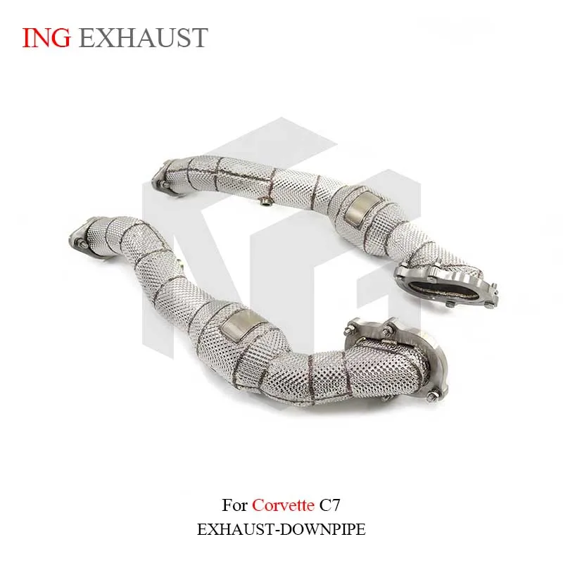

ING Ss304 Downpipe Accessories Header for Corvette C7 6.2L V8 Catalyzed Heat Shield Tube Vehicle Converter Exhaust System