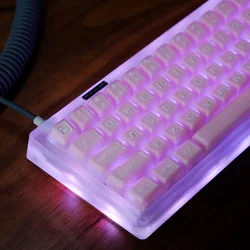 KBDiy 142 Keys SA Profile Keycaps PBT Pink Translucent Keycap Custom for Mechanical Gaming Keyboard Caps DIY Double Shot 60% 70%