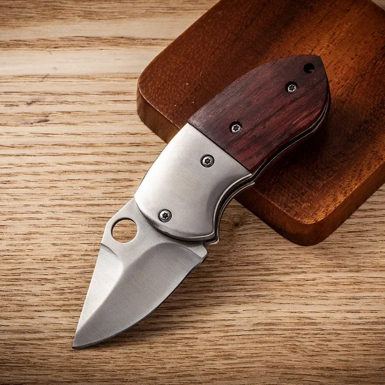 Mini 58HRC Folding Knife Pipe Cutter Pocket Knives 8CR15Mov Blade Wood Handle Camping Hunting Survival Knife Outdoor Knifes Tool