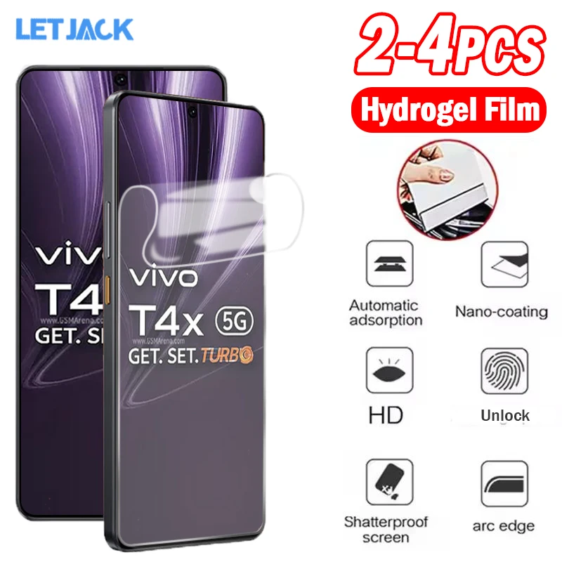 

2-4Piece Explosion-proof Hydrogel Film for Vivo T4X T3X T4 T3 Lite Y300 Y200 GT Screen Protector for iQOO 13 12 11 11s Soft Film