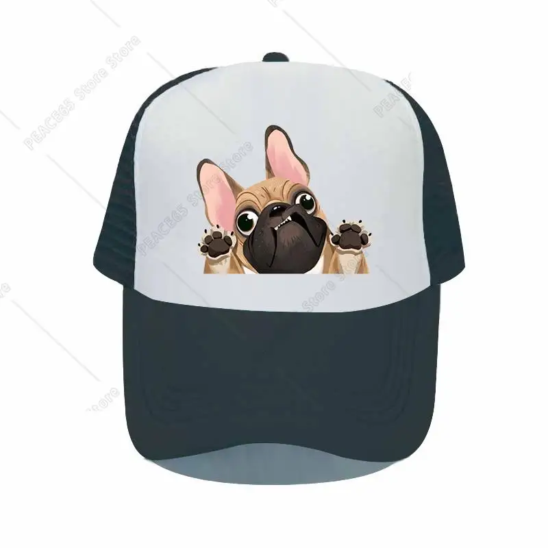 

French Bulldog print Baseball Cap Sun Protection Cap Snapback Cap For Men Women Bone Mesh Adjustable Cap Outdoor Beach Cap