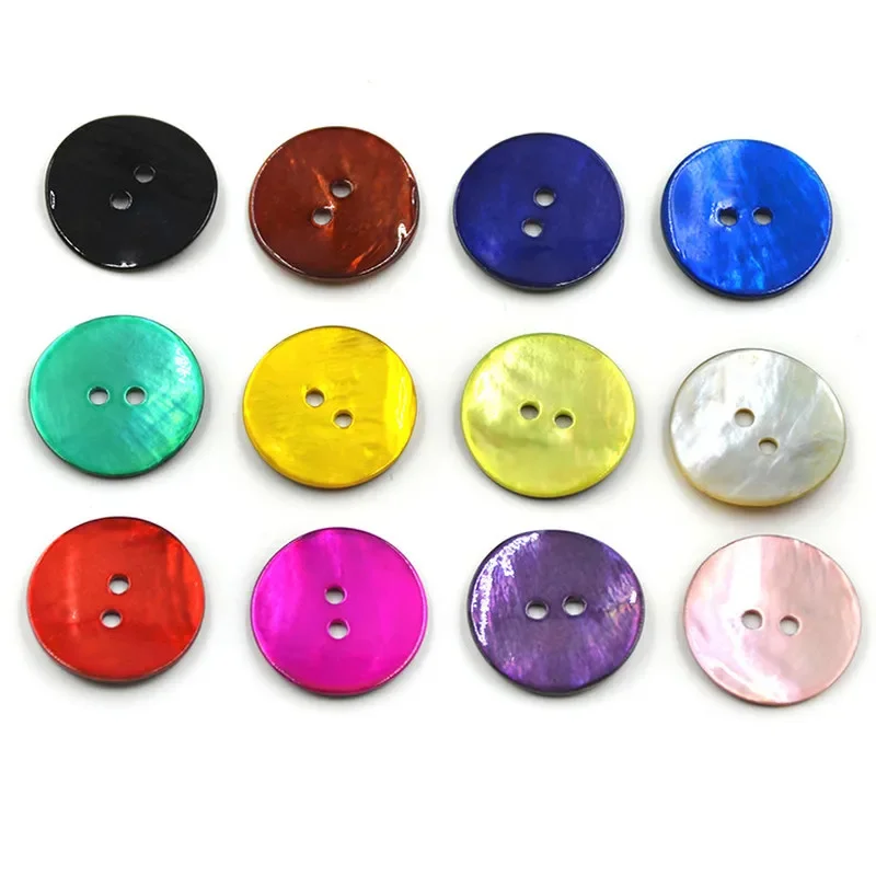 10pcs/lot Natural Shell Sewing Buttons Color Mother of Pearl Shell Round Buttons 2 Holes for Clothing DIY Garment Accessories