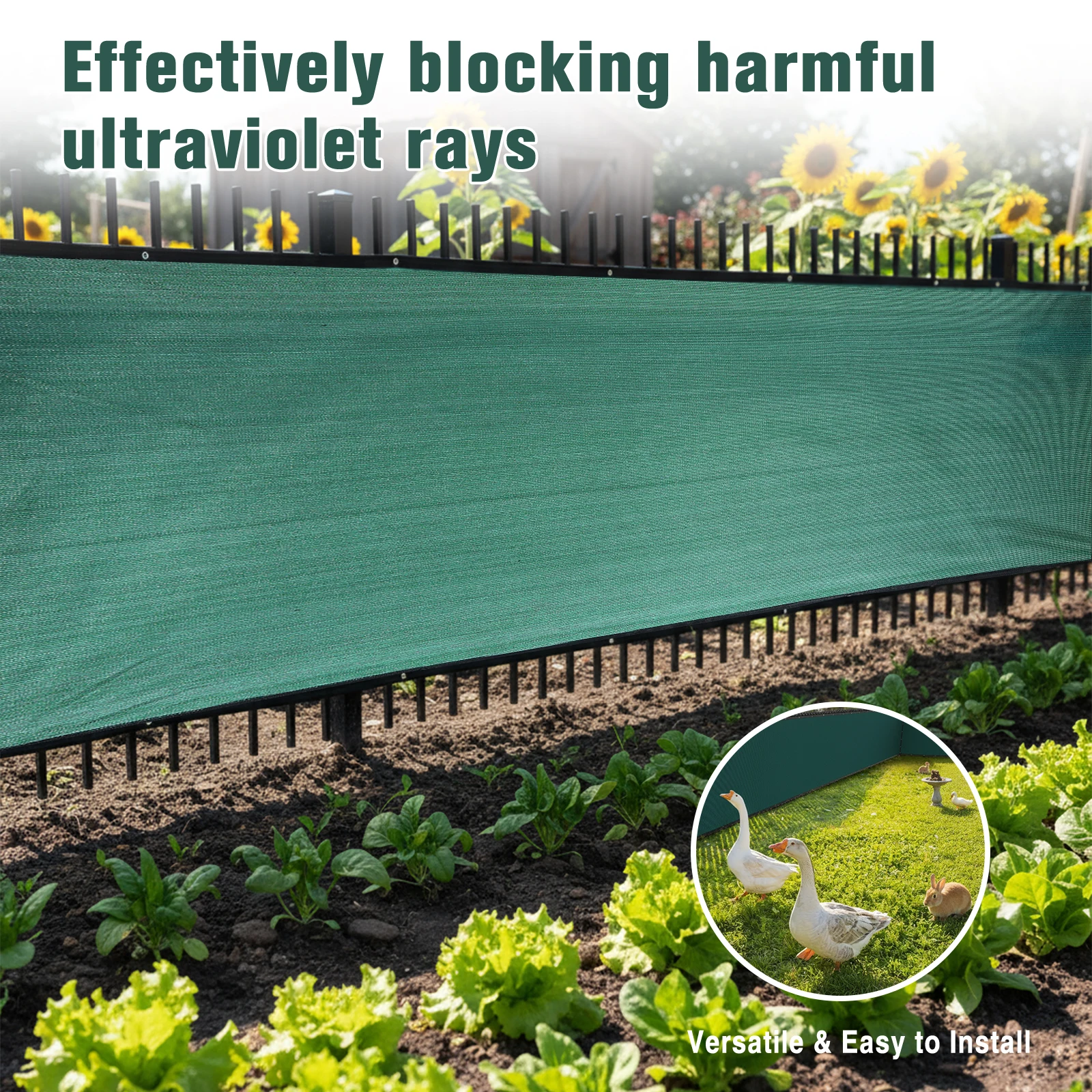 

Сетка-тент для ограждений 1,22 м x 137,7 м, 90% затенения, с усиленными креплениями и металлическими люверсами для стен, сада, двора, заднего двора