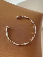 Minimalist Mobius Twist Cuff Bangle for Women, Chic Textured Open Adjustable Bracelet, Daily Wear Niche Design Jewelry, Mothers Day Birthday Gift for Her - Image 8