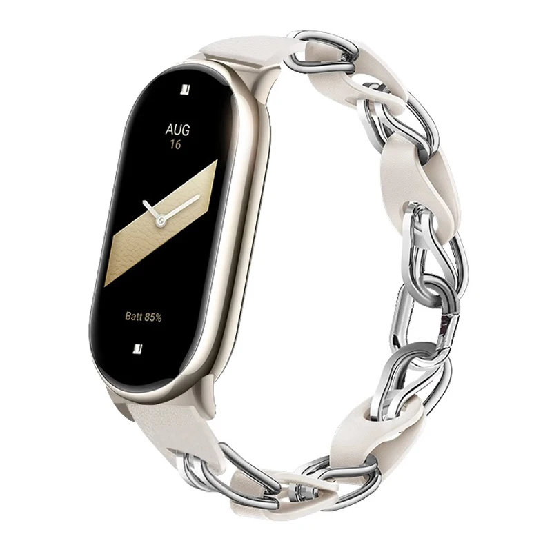 Aço inoxidável para xiaomi mi band 8 cinta versão global acessórios pulseira de couro pulseira band8 correa mi band 8 pulseira nfc