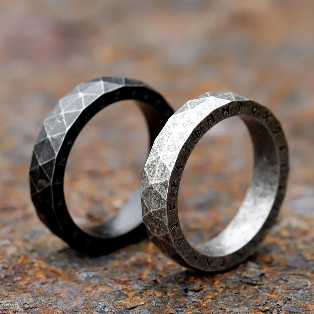 New Stainless Steel Viking Rune Ring Men Scandinavn Wedding Womens Amulet Band Jewelry Gift Anel free shipping