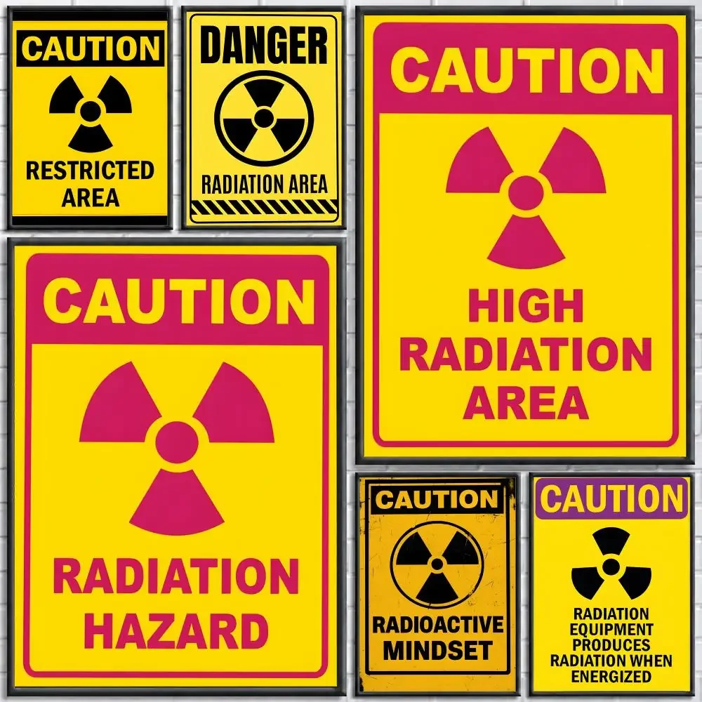 Sign Nuclear Radiation Warning Sign Poster Poster Wall Sticker Waterproof Self Adhesive HD Art Bedroom Bar Decor
