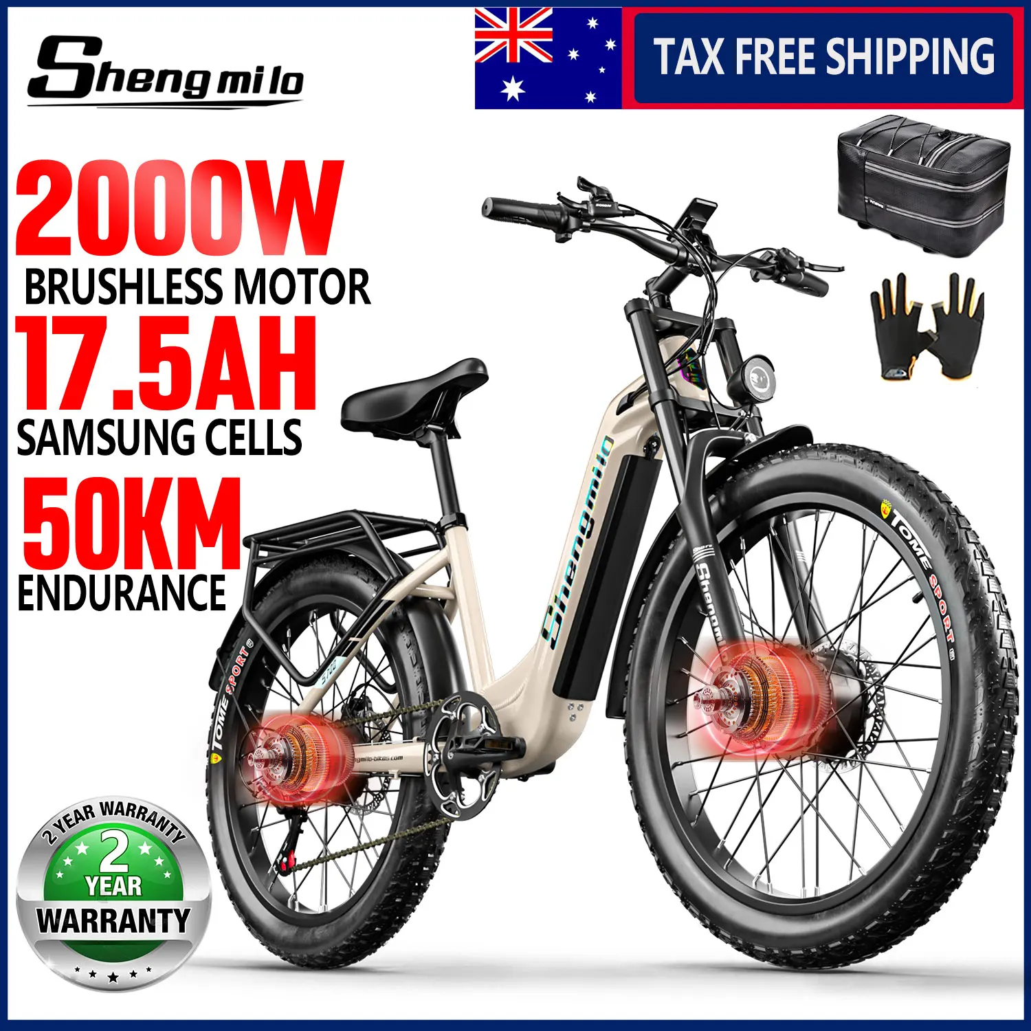 [Sydney Warehouse] shengmilo S700 dual motor 2000W 26 inch fat tyre electric mountain bike oil brakes adult electric assist bike