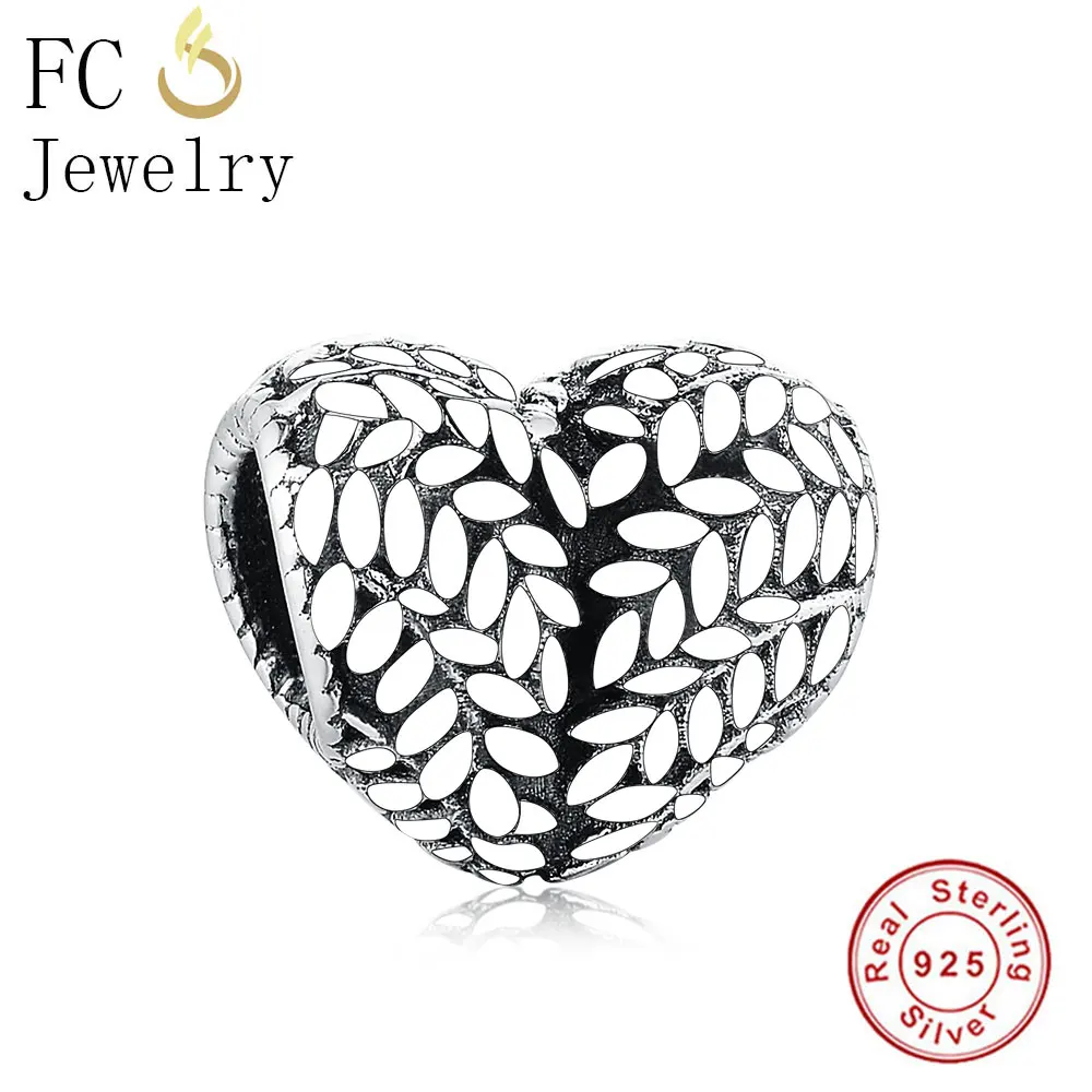 FC Jewelry Fit Original BrandCharms Bracelet 925 Sterling Silver Tree Leaf Paddy Made Heart Beads Making Harvest Berloque 2019