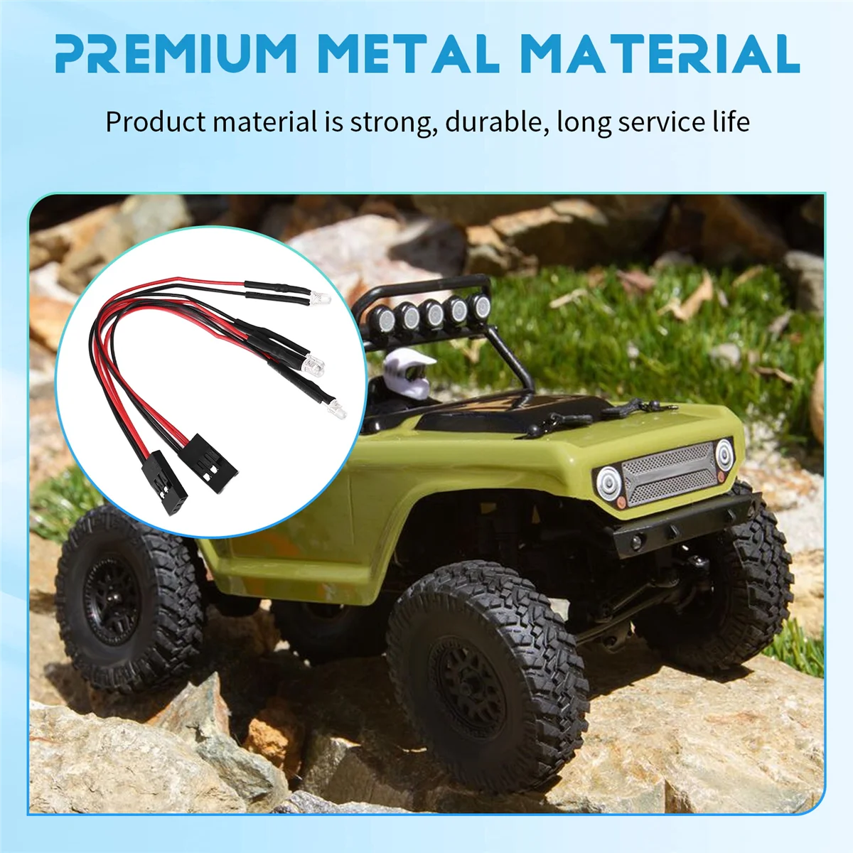 BAAA-2Pcs 2 luces LED faros para 1/24 coche trepador de control remoto Axial SCX24 90081 AXI00001 AXI00002 piezas de mejora