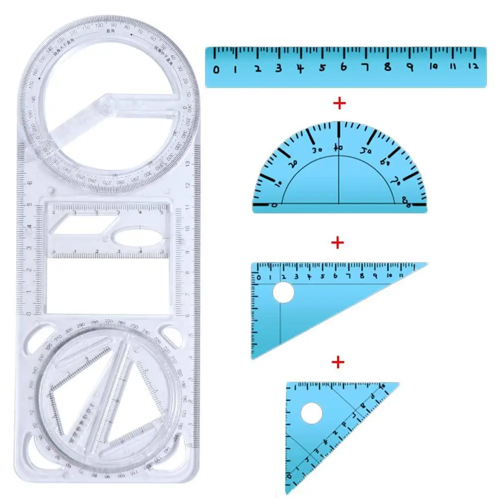Activity Angle Drawing Ruler Ruler Straight Multifunctional Geometry Ruler 360 ° Movable Plastic Drawing Template High School