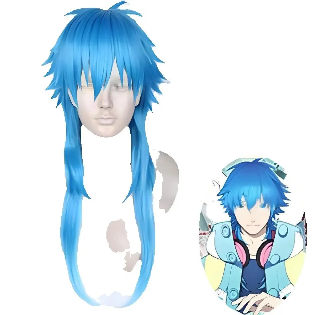 

Парик для косплея «Драматическое убийство», Серагаки Аоба, синее термостойкое волокно, аксессуар для костюма для волос в стиле аниме