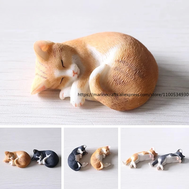 

Модель кошки для сна, реалистичная фигурка котенка, милый декор кошки из смолы для приборной панели автомобиля, подарок для любителя домашних животных, украшение для дома и офиса