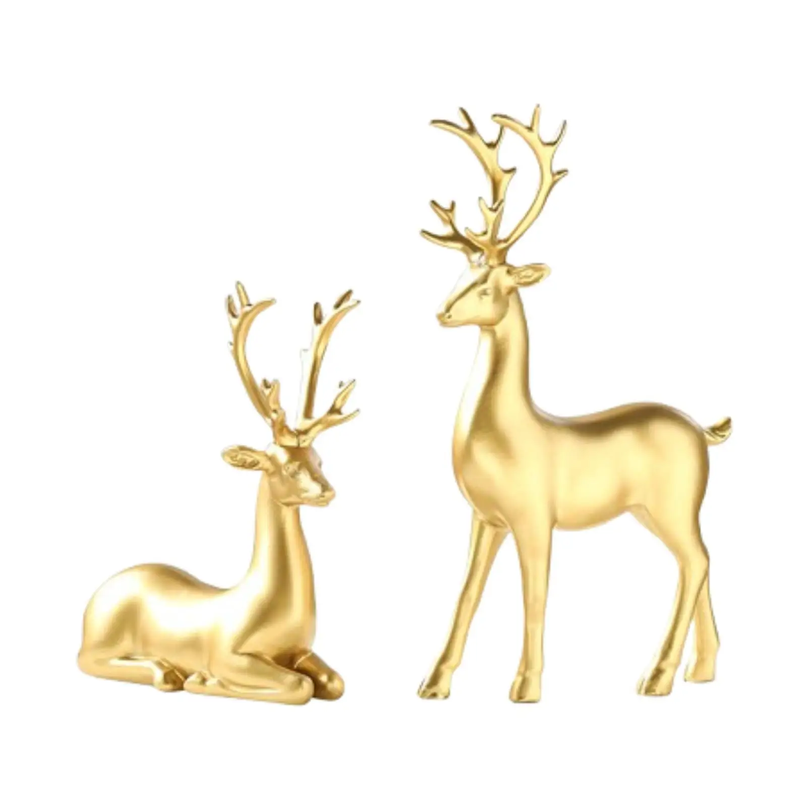 2 Pieces Christmas Reindeer Figurines Deer Statues Creative Ornament Animal Crafts Deer Decorations for Living Room Bookshelf