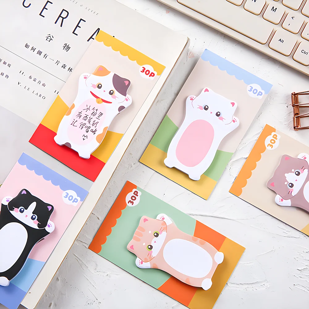 Imagem -03 - Notas Pegajosas do Gato Estético Cute Kawaii Memo Pad Funny Post Notepad Papelaria de Papel Planejador Diário Index Check to do List Sticker