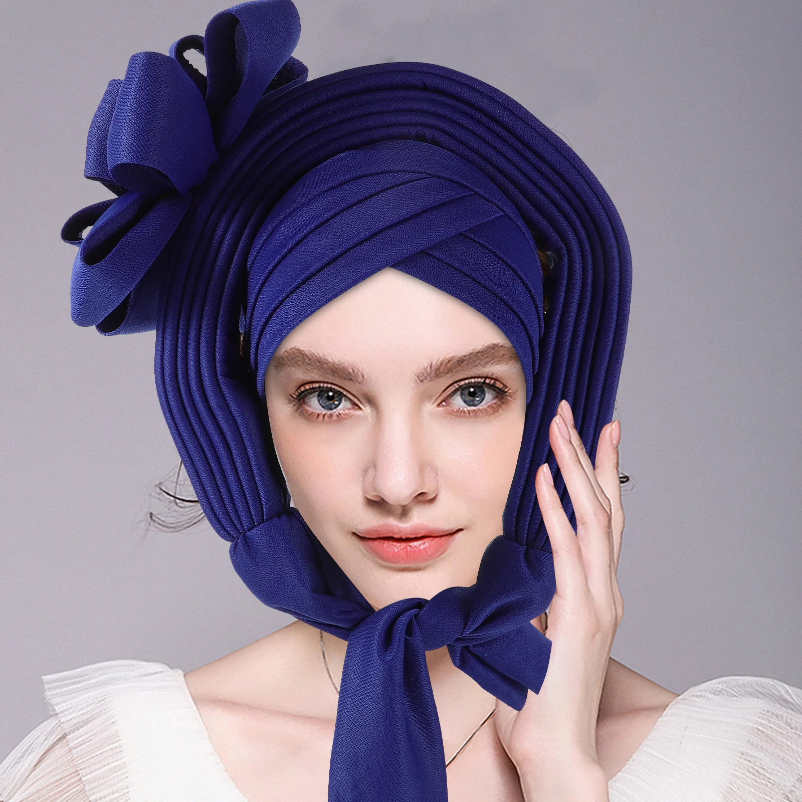

African Turban Headwrap For Women Vibrant Flower Nigerian Traditional Stretch Headscarf Comfortable Hair Band Bridal Wedding