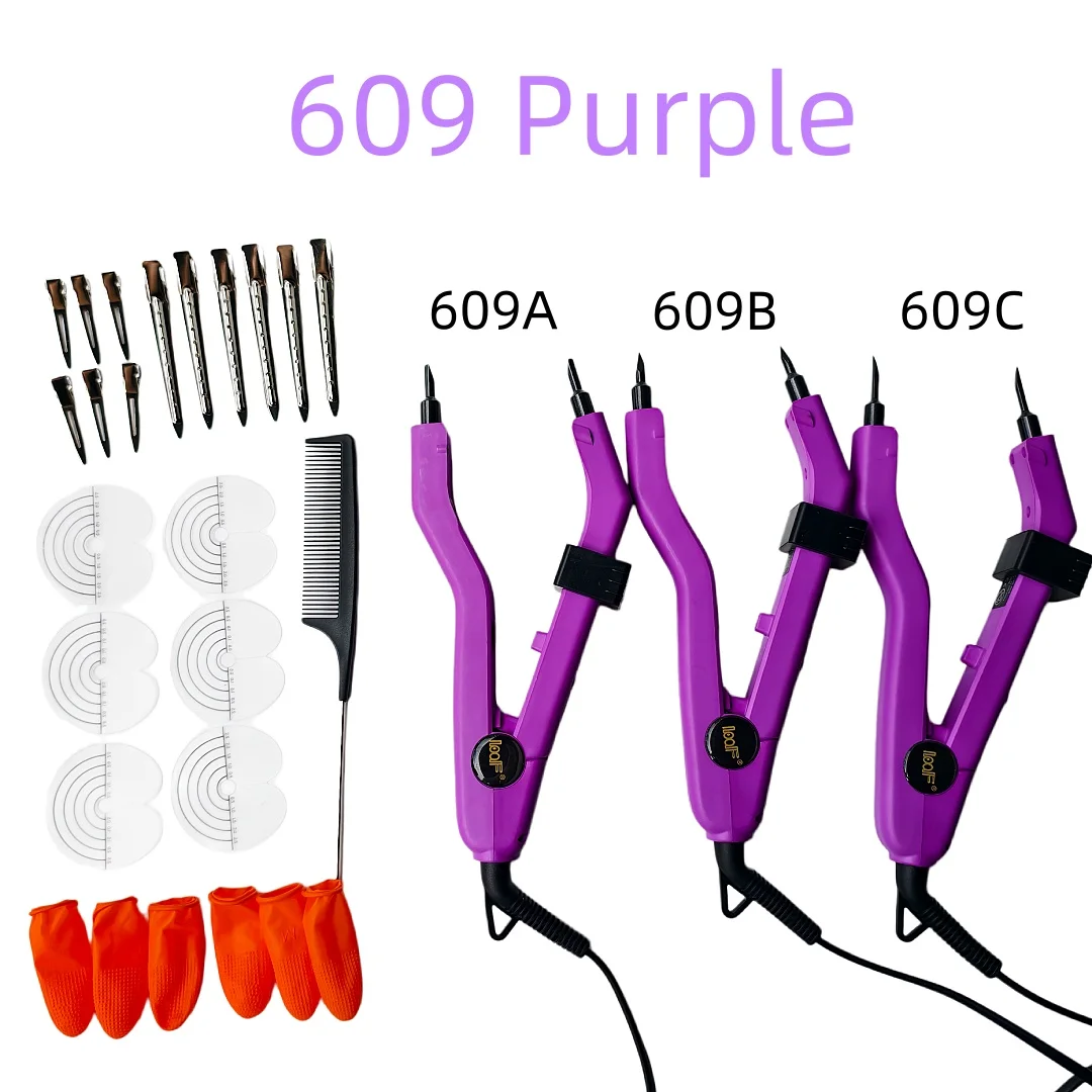 609 Adjustable Extension Tongs 1Pcs Purple Fusion Iron Hair Connectors Keratin Bonding Keratin Welding Machine Hair salon Tool