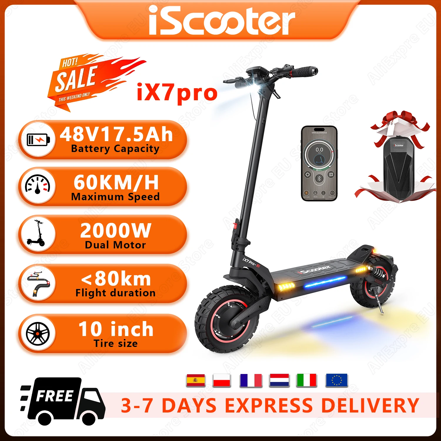 IX7pro escooter 2000W doppio motore 48 v17.5ah Smart APP sblocca Scooter elettrico fuoristrada pneumatico doppio appeso equitazione città E-Scooter