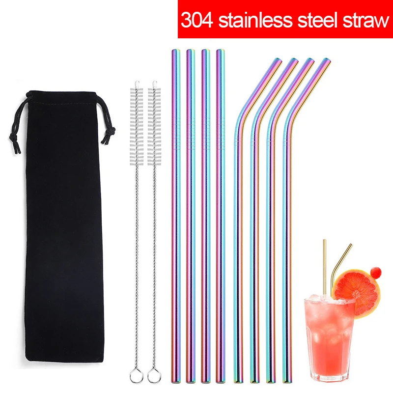 Reusable Tubes Straw Multi-time Straw Stanley 304 Stainless Steel Straws Metal Drinking Straws XG002