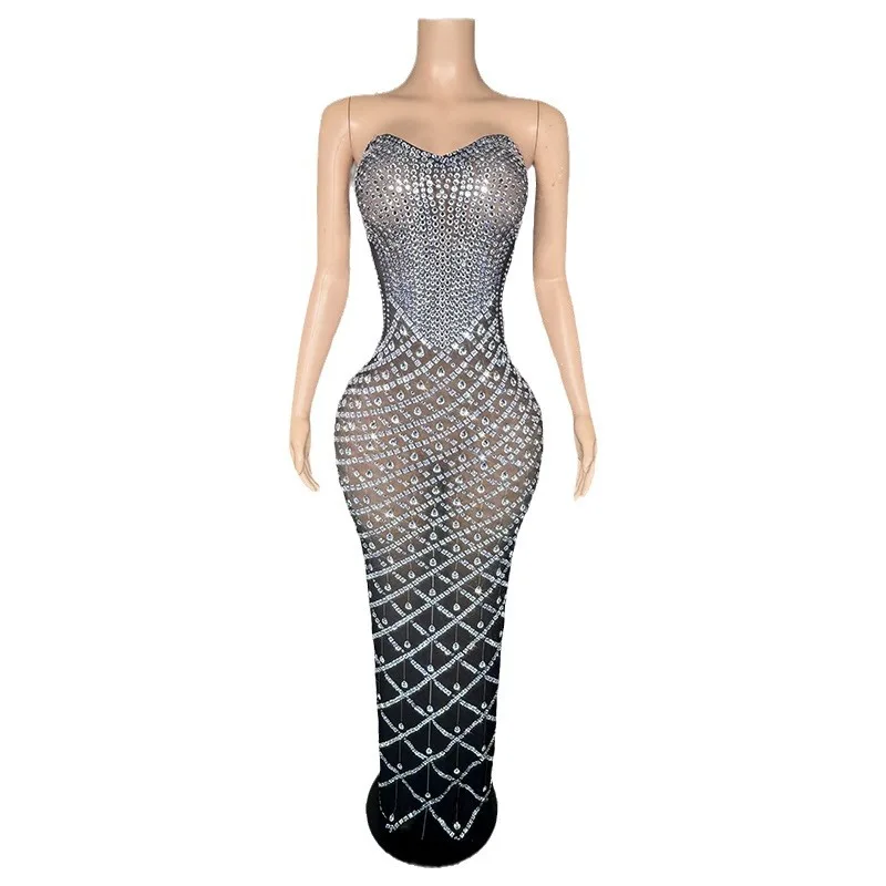 

Diamond Prom Banquet Party Evening Dress Talent Show Live Dating Singer Signing Robe Luxe Cérémonie Chic And Sweet Evening Dress