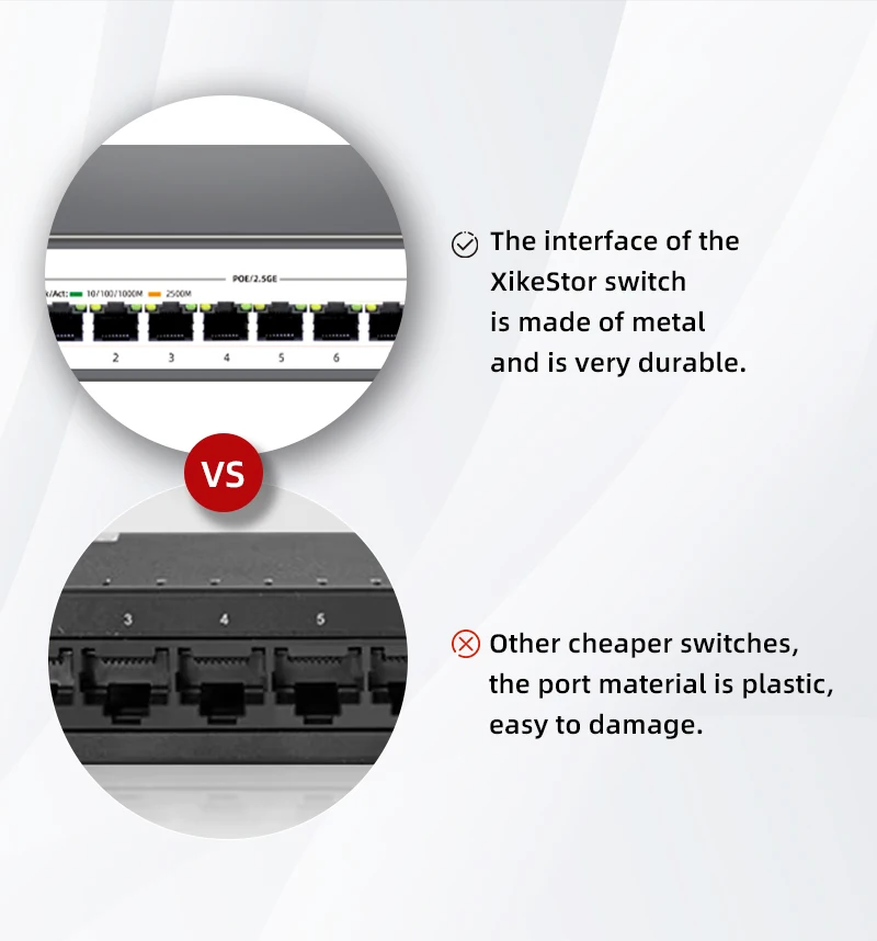 XikeStor 2.5g Switch Simple L2 managed 8 Ports 2.5G RJ45 1 Port 10G SFP+ Network Switcher Uplink Hub Internet Splitter