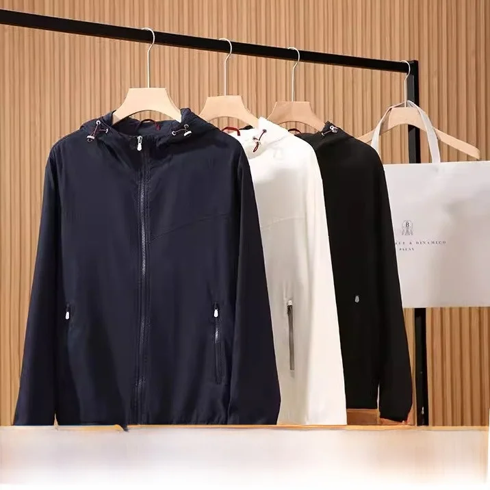 

Skin-friendly Linen Lightweight Breathable Spring Faion Casual Hooded Jaet Coat Pookytage Stand Fit Long Sve Hooded