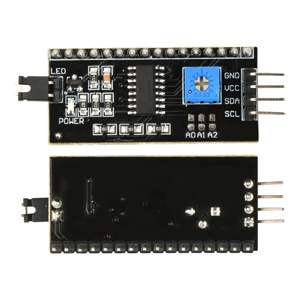 Placa de expansión DC 3-6V PCF8574 con interfaz I2C para LCD1602/2004, contraste ajustable y control de retroiluminación