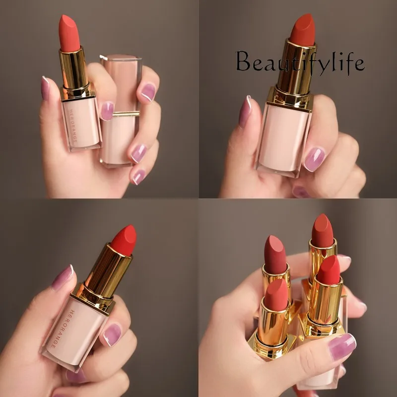 Premium sense cute plain milk tea color lipstick female lasting moisturizing affordable lipstick