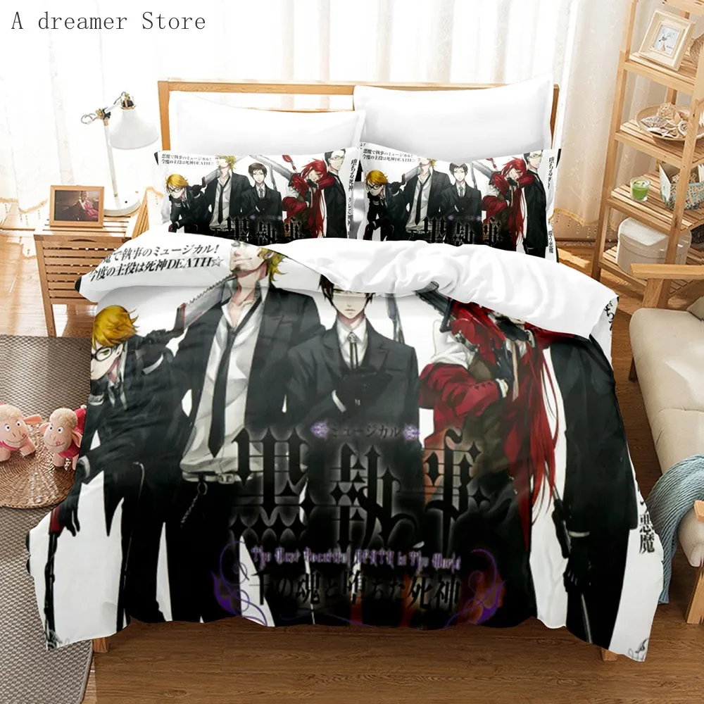 Anime Black Butler Bedding Cool Sebastian Ciel Dakimakura Bed Linen Set Adult Duvet Cover Single Double Microfiber Bed Cover