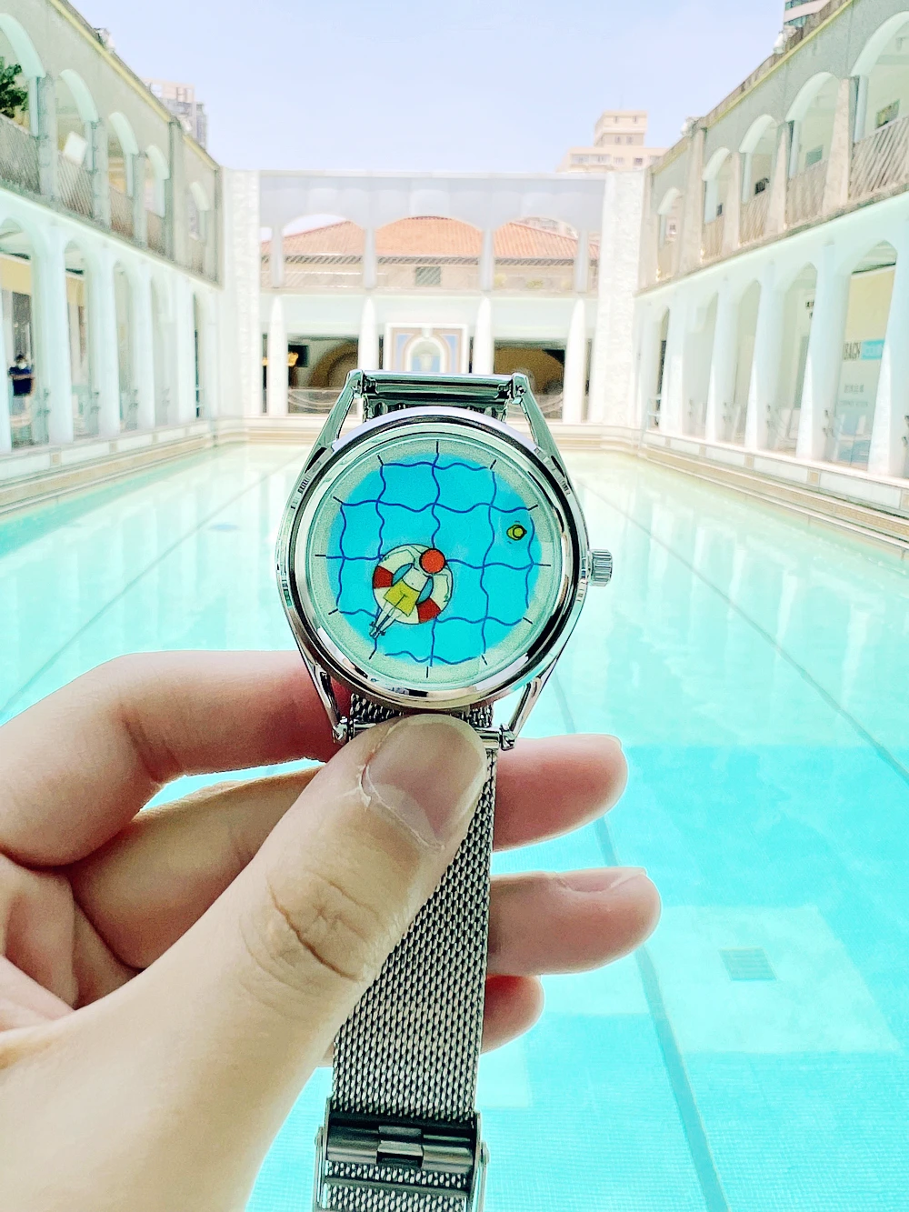 Swimming Pool Leisure Time Creative Design Watch-Simple Gift Swimming Pointer Neutral Metal Leather Strap