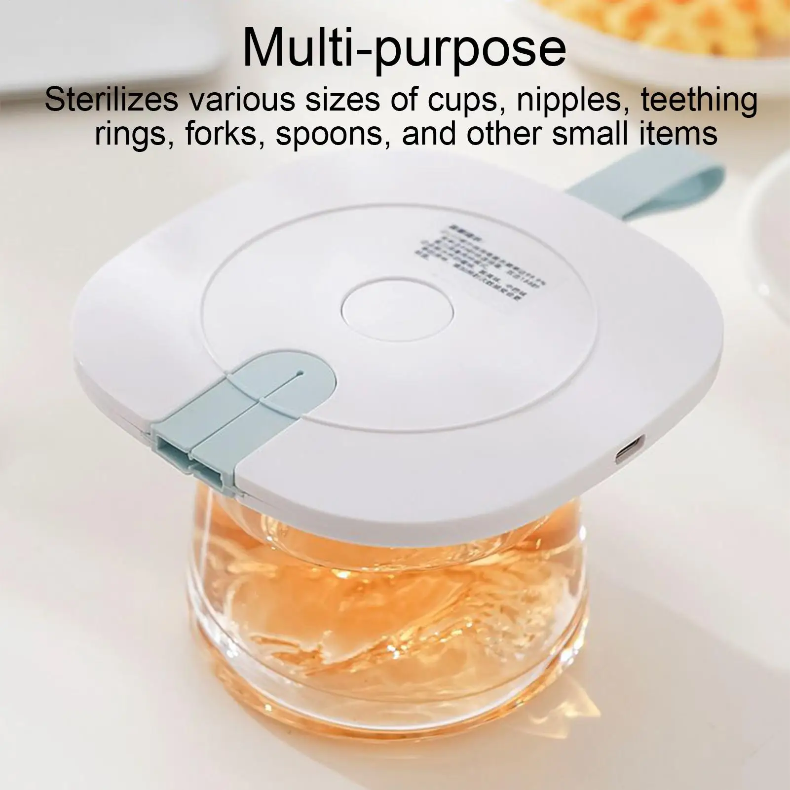 Esterilizador de botellas de viaje, tapa de luz UV, esterilizador eléctrico de 7100mAh para botellas, taza, mordedor, piezas de extractor de leche, tazón, tenedor