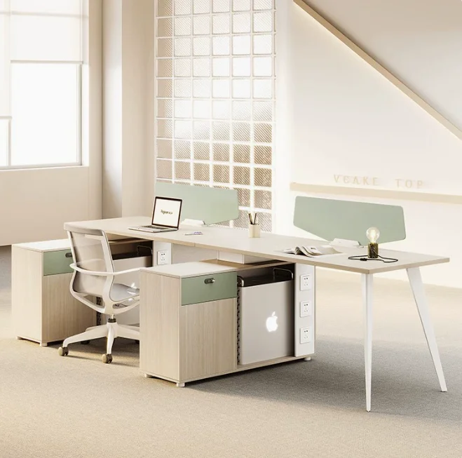 Simple Modern Wooden Panel Office Furniture Staff Desks with Chair Combinations for 4-6 People and Screens
