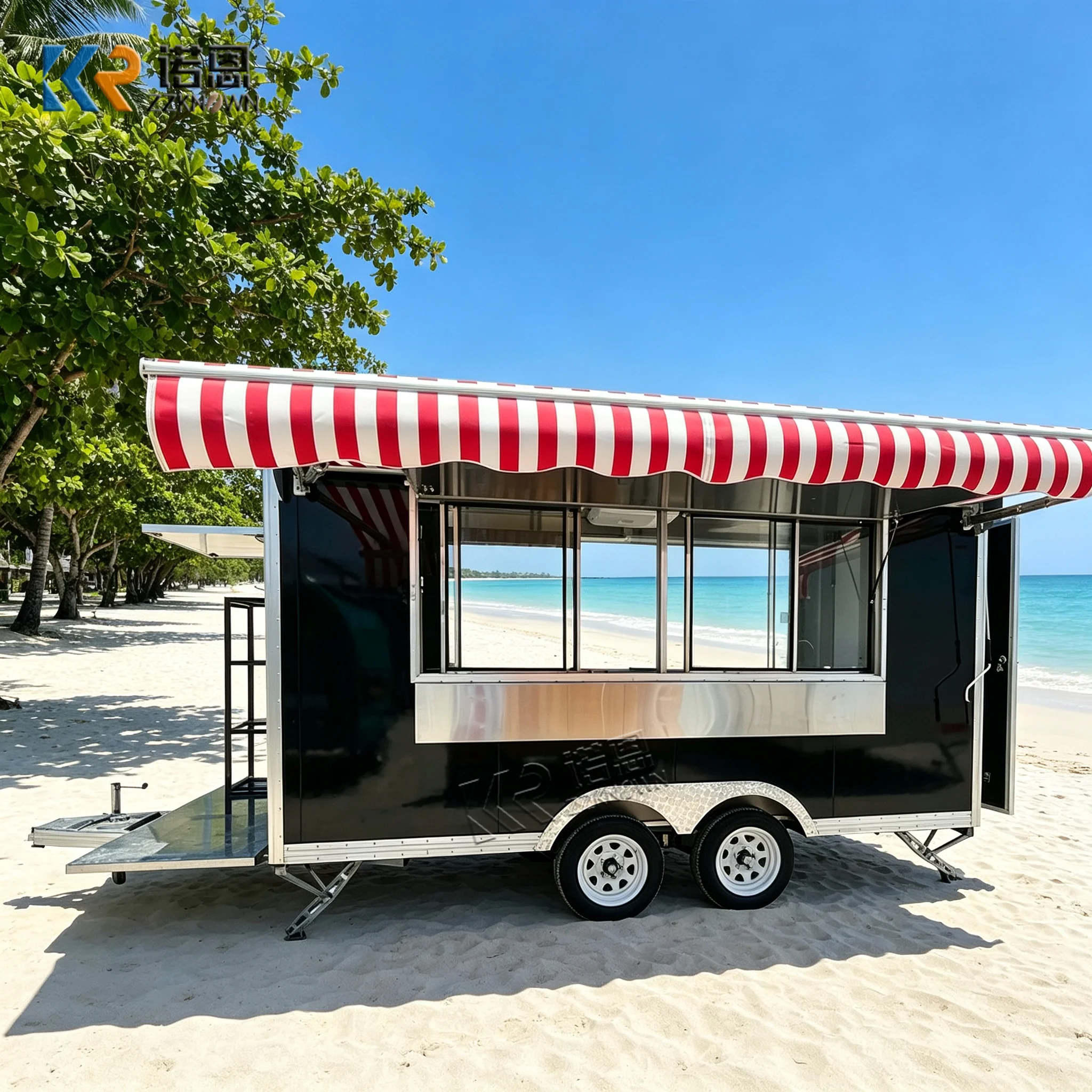 Pre-built Custom Steak Food Trailer LED Sign Mobile Cart for BBQ Grilled Meat Festival & Catering Rental Business