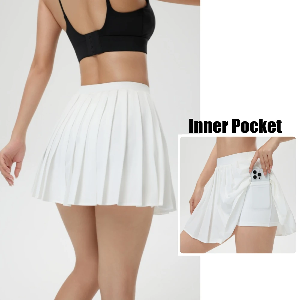 High Waist Running Skirt Women's Marathon Fitness Exercise Short Skirts Quick Dry Breathable Polyester Geometric Pleated Skirt