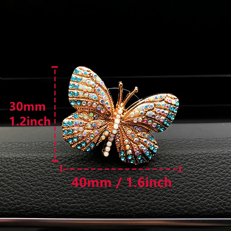 Butterfly Car Perfume Clip Colorful Butterfly Car Air Freshener Perfume Clip Auto Decoration Car Rhinestone Accessories Interior