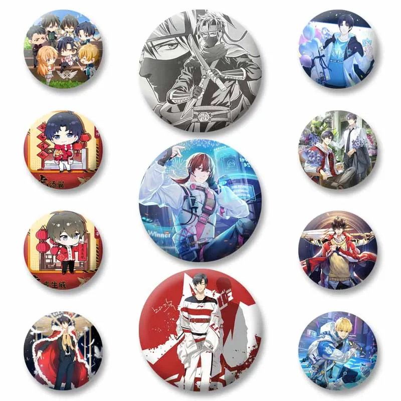 Anime The Kings Avatar Button Brooch Cartoon Ye Xiu Su Muqiu Enamel Pins Lapel Badge for Bag Cosplay Jewelry Gifts for Friends